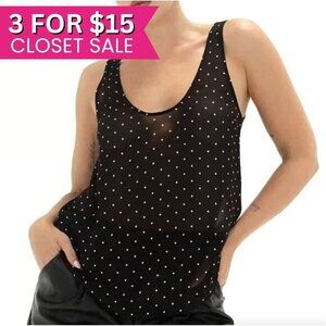 Rumored Black Polka Dot Classic Tank Top XS Scoop Neck Sleeveless Old Fashioned